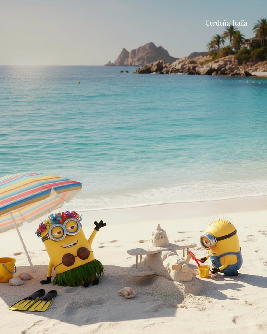Minions en la playa en Cerdeña, Italia